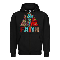 Black cross and christmas trees Zipper Hoodie - AdoDesignShop