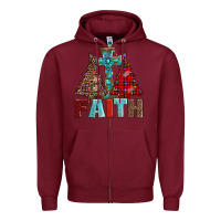 Burgundy cross and christmas trees Zipper Hoodie - AdoDesignShop