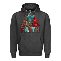 Charcoal Heather cross and christmas trees Zipper Hoodie - AdoDesignShop