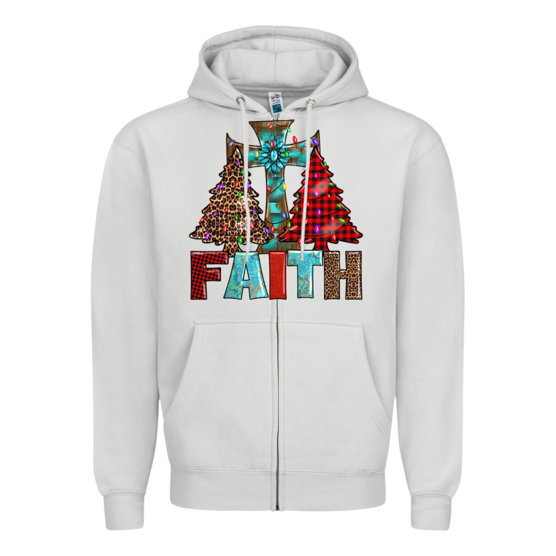 Cross And Christmas Trees Zipper Hoodie by AdoDesignShop | Teevron