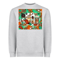 Heather Grey dog coffee cups Heavyweight Sweatshirt - Zillion Design Studio