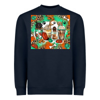 Navy dog coffee cups Heavyweight Sweatshirt - Zillion Design Studio