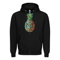 Black pineapple leopar turquoise serape summer Zipper Hoodie - Artiststas
