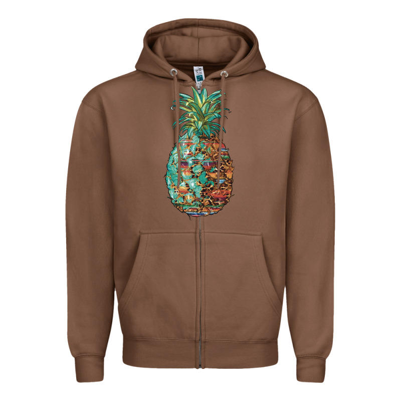 Pineapple Leopar Turquoise Serape Summer Zipper Hoodie by Artiststas | Teevron