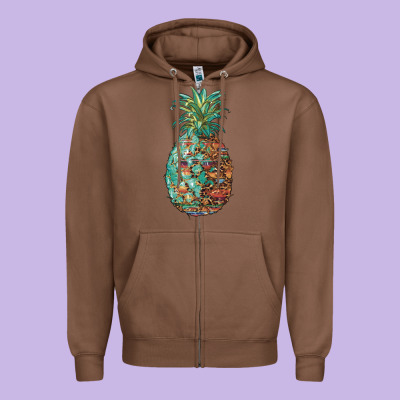 Pineapple Leopar Turquoise Serape Summer Zipper Hoodie Designed By Artiststas