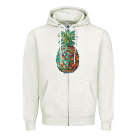 Oatmeal Heather pineapple leopar turquoise serape summer Zipper Hoodie - Artiststas