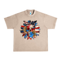 French Oak 4th of July sunflower skull 4th of july Urban Heavy Tee - CowGirlArtShop