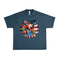 Midnight Navy 4th of July sunflower skull 4th of july Urban Heavy Tee - CowGirlArtShop