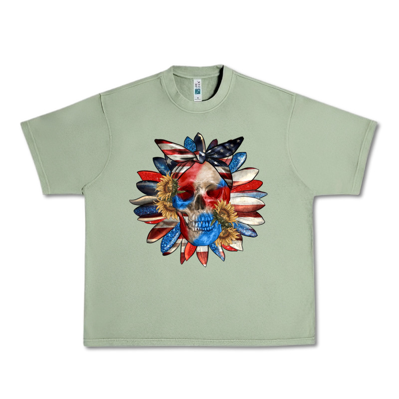 4th Of July Sunflower Skull 4th Of July Urban Heavy Tee by CowGirlArtShop | Teevron