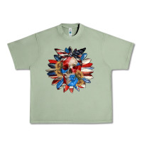 Oil Green 4th of July sunflower skull 4th of july Urban Heavy Tee - CowGirlArtShop