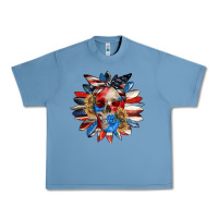 Pebble Blue 4th of July sunflower skull 4th of july Urban Heavy Tee - CowGirlArtShop