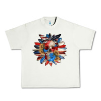 Pistachio 4th of July sunflower skull 4th of july Urban Heavy Tee - CowGirlArtShop