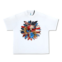 White 4th of July sunflower skull 4th of july Urban Heavy Tee - CowGirlArtShop