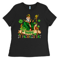 Black happy st patricks day with st patricks Ladies Tee - AdoDesignShop