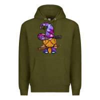 Army Green witch gnome with broom Premium Hoodie - BundleAndBundleShop