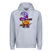Heather Grey witch gnome with broom Premium Hoodie - BundleAndBundleShop