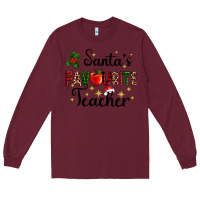 Burgundy santas favourite teacher Long Sleeve Tee - AdoDesignShop
