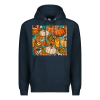 Navy fall pumpkin tumbler Premium Hoodie - BundleAndBundleShop