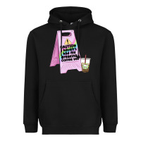 Black caution i haven't had my coffee yet Heavyweight Hoodie - MaliasSmallBusiness