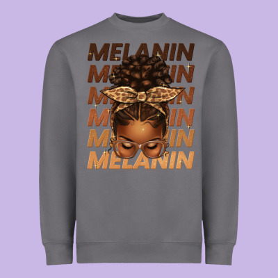 Melanin Afro Messy Bun Heavyweight Sweatshirt Designed By Texasbilliewilder