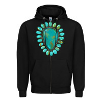 Black western gemstone turquoise Zipper Hoodie - Artiststas