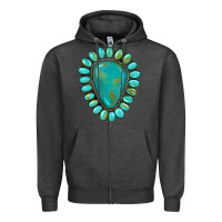 Charcoal Heather western gemstone turquoise Zipper Hoodie - Artiststas