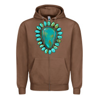 Chestnut western gemstone turquoise Zipper Hoodie - Artiststas