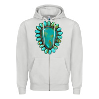 Western Gemstone Turquoise Zipper Hoodie | Teevron