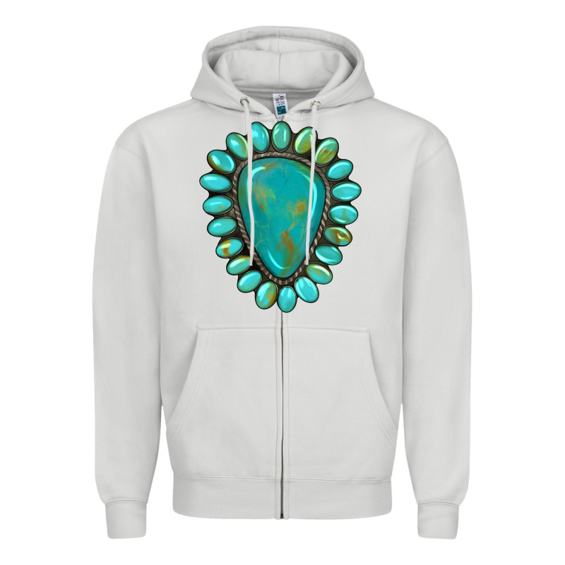 Western Gemstone Turquoise Zipper Hoodie by Artiststas | Teevron