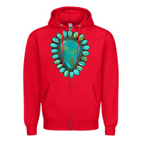 Red western gemstone turquoise Zipper Hoodie - Artiststas
