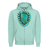 Seafoam western gemstone turquoise Zipper Hoodie - Artiststas