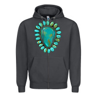 Smoke western gemstone turquoise Zipper Hoodie - Artiststas