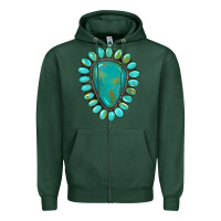 Sports Green western gemstone turquoise Zipper Hoodie - Artiststas
