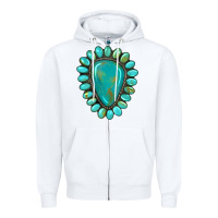 White western gemstone turquoise Zipper Hoodie - Artiststas