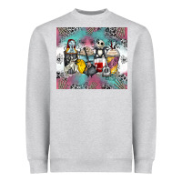 Heather Grey cartoon characters coffee cups Heavyweight Sweatshirt - Zillion Design Studio
