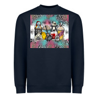 Navy cartoon characters coffee cups Heavyweight Sweatshirt - Zillion Design Studio