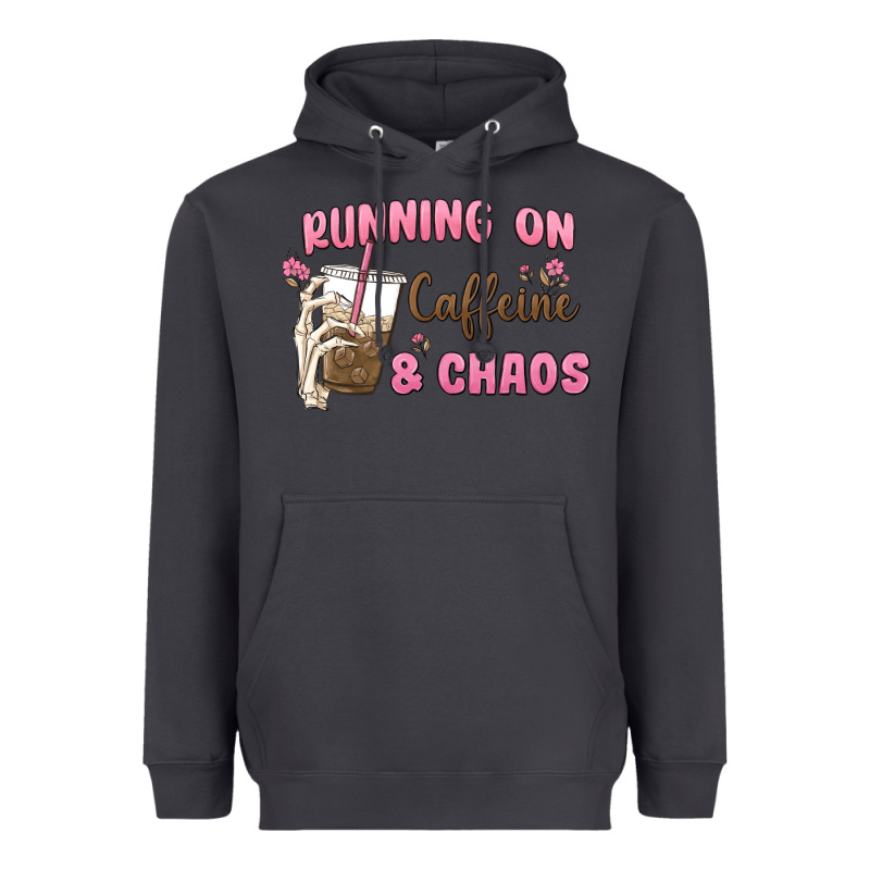 Running On Caffeine & Chaos Heavyweight Hoodie by MaliasSmallBusiness | Teevron