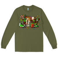 Army Green joy with baby cow and christmas gifts mistletoe Long Sleeve Tee - AdoDesignShop