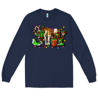 Navy joy with baby cow and christmas gifts mistletoe Long Sleeve Tee - AdoDesignShop