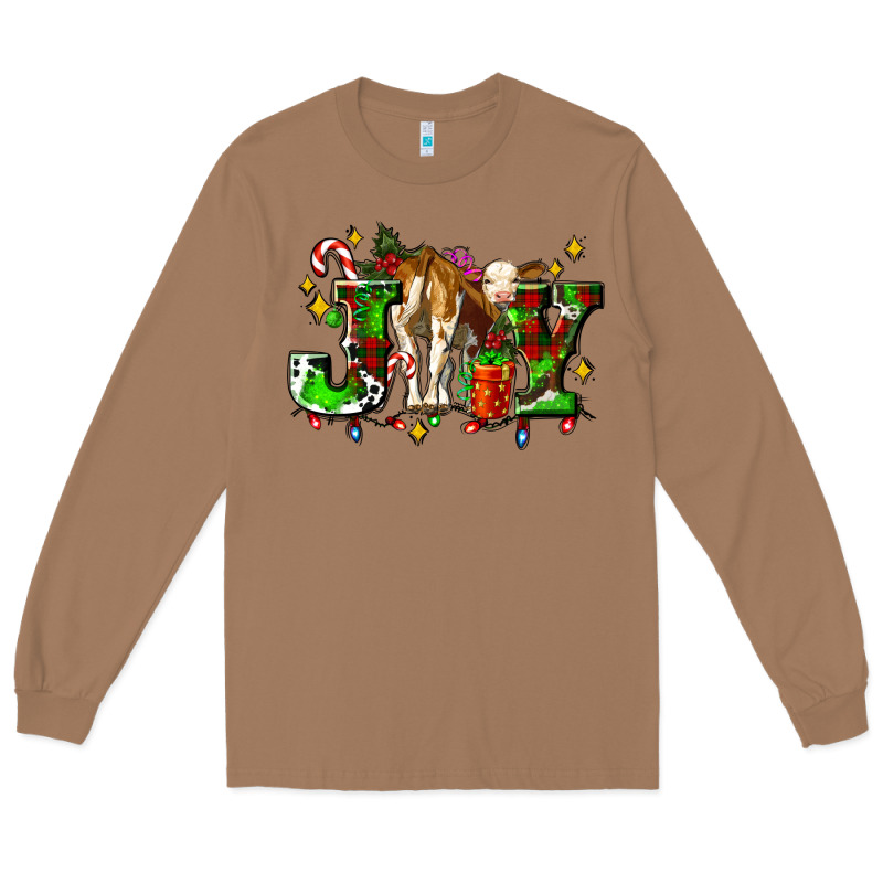 Joy With Baby Cow And Christmas Gifts Mistletoe Long Sleeve Tee by AdoDesignShop | Teevron