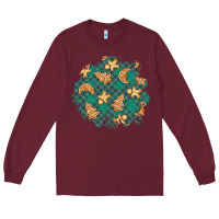 Burgundy christmas gingerbread cookies patch Long Sleeve Tee - BundleAndBundleShop