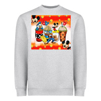 Heather Grey cartoon characters coffee cups Heavyweight Sweatshirt - Zillion Design Studio