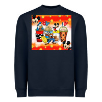 Navy cartoon characters coffee cups Heavyweight Sweatshirt - Zillion Design Studio