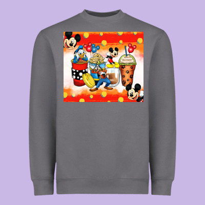 Cartoon Characters Coffee Cups Heavyweight Sweatshirt Designed By Zillion Design Studio