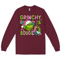 Burgundy christmas characters and bougie Long Sleeve Tee - AdoDesignShop