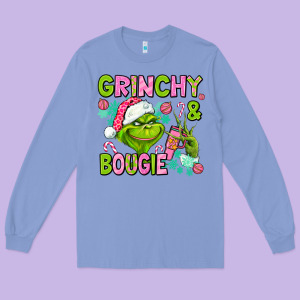 Christmas Characters And Bougie Long Sleeve Tee Designed By Adodesignshop