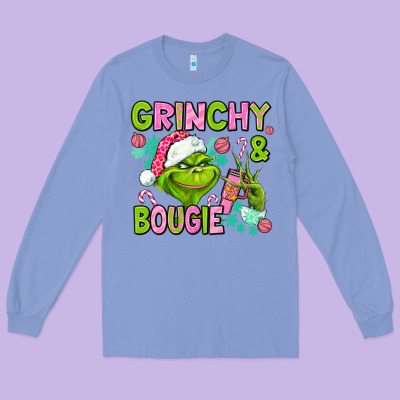 Christmas Characters And Bougie Long Sleeve Tee Designed By Adodesignshop