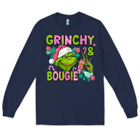 Navy christmas characters and bougie Long Sleeve Tee - AdoDesignShop