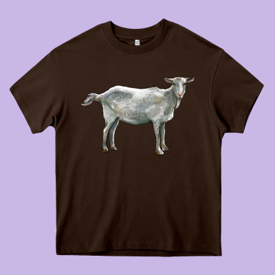 Saanen Goat Heavy Core Tee Designed By Lillyallendesigns
