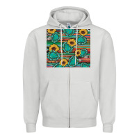 Dove Grey western gemstone sunflowers serape cowhide glitter wooden Zipper Hoodie - Artiststas